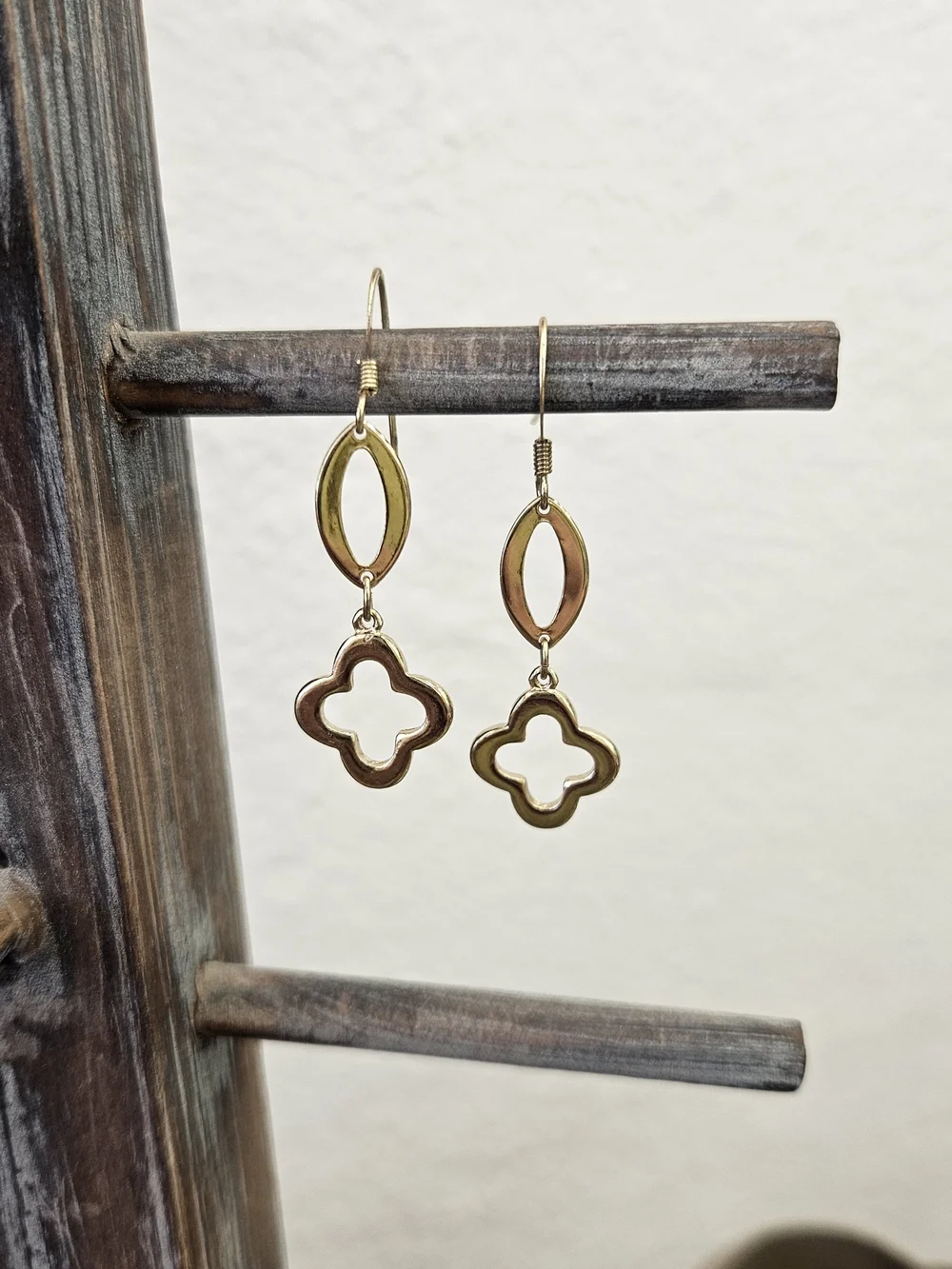 Gold Tone Clover Drop Earrings for Women